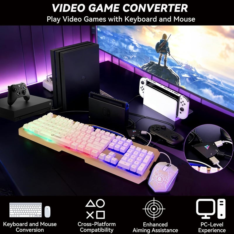Koiiko Keyboard and Mouse Adapter for Nintendo Switch/PS4/PS3/Xbox One/Xbox 360 Console Converter, Keyboard Mouse Adapter Support Mapping & Reset Button, Perfect for FPS, TPS, RPG, RTS Games - Image 2
